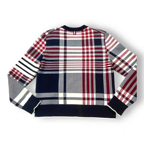 Thom Browne Plaid Kite Sweater 100% Cotton Sz OS Navy/Red - Picture 5 of 10